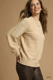 Umgee Textured Long Sleeve Sweater with Ribbed Trim - Trendsi - Flyclothing LLC