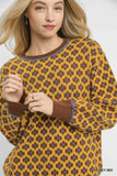 Umgee Abstract Print Crew Neck Sweater - Trendsi - Flyclothing LLC