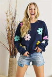 ADORA Full Size Flower Popped Sweater Plus Size - Trendsi - Flyclothing LLC