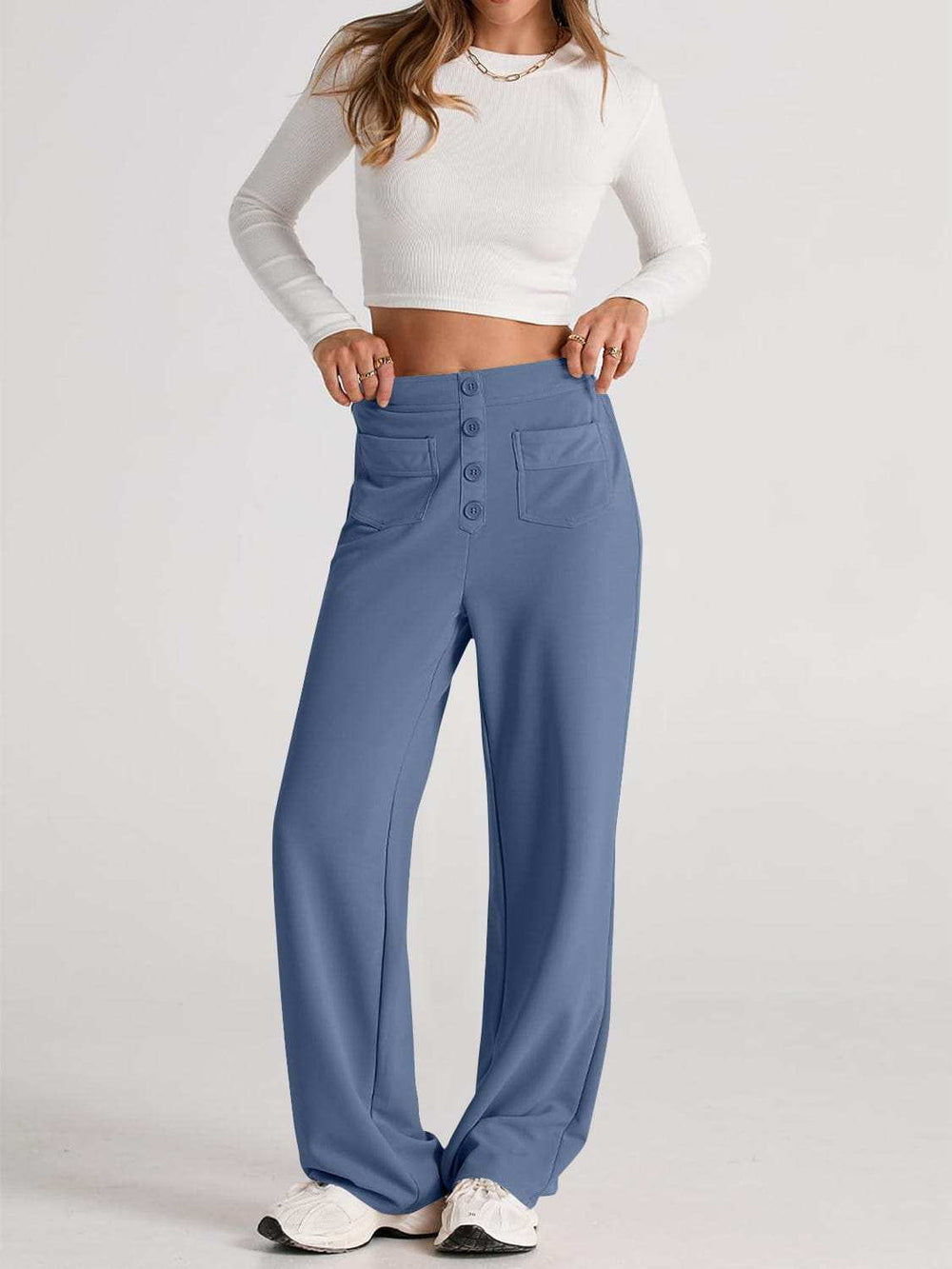 High Waist Wide Leg Pants - Trendsi - Flyclothing LLC