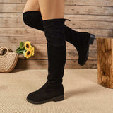 Round Toe Suede Low Heel Boots - Trendsi - Flyclothing LLC