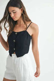 MABLE Linen Mix Button Down Tank Top - Trendsi - Flyclothing LLC