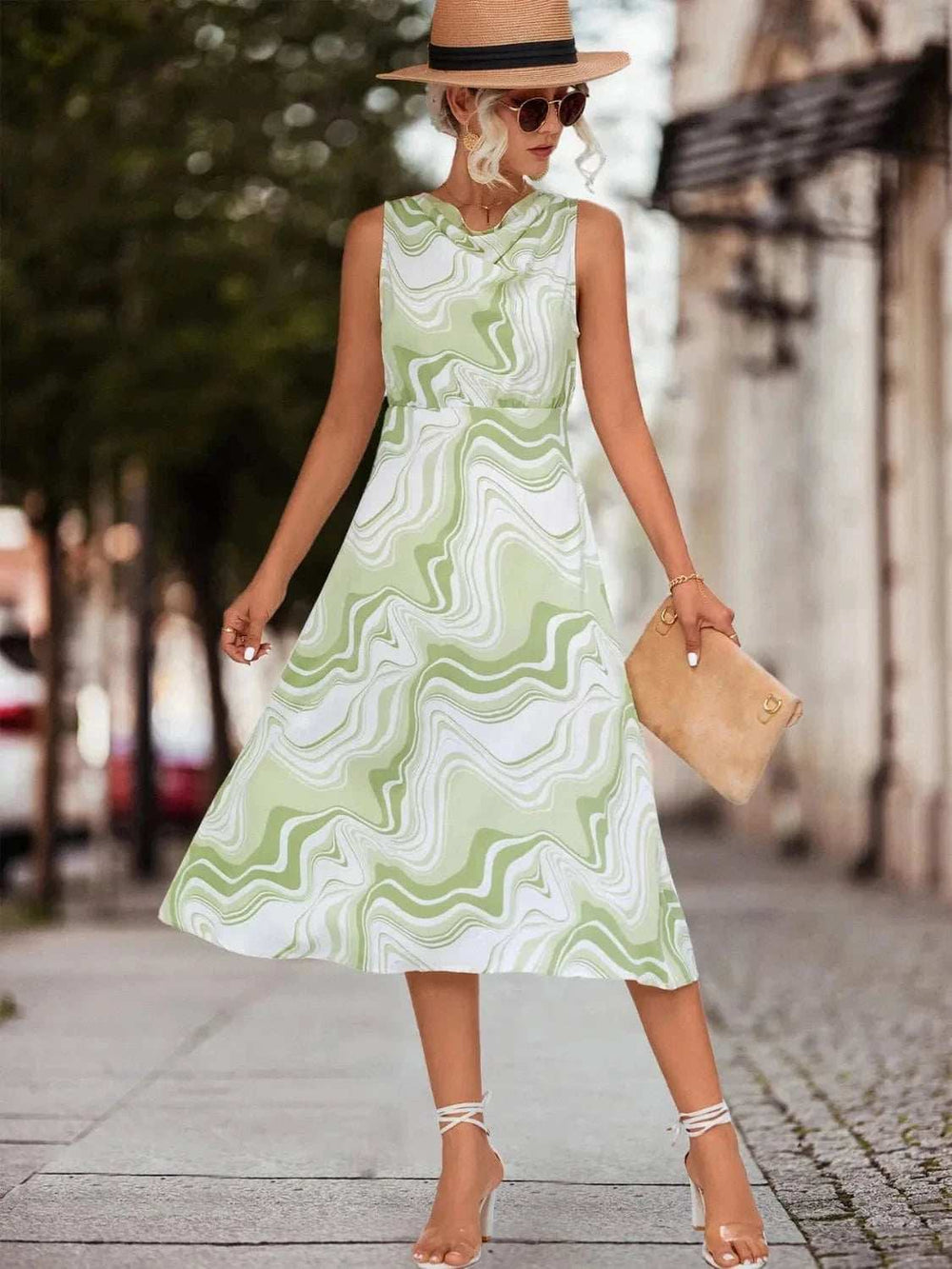 Printed Sleeveless Midi Dress - Trendsi - Flyclothing LLC