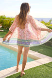 Davi & Dani Floral Printed Short Sleeve Loose Fit Kimono Cover Up - Trendsi - Flyclothing LLC