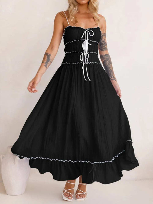 Devine Frill Ruffled Hem Midi Cami Dress - Trendsi - Flyclothing LLC