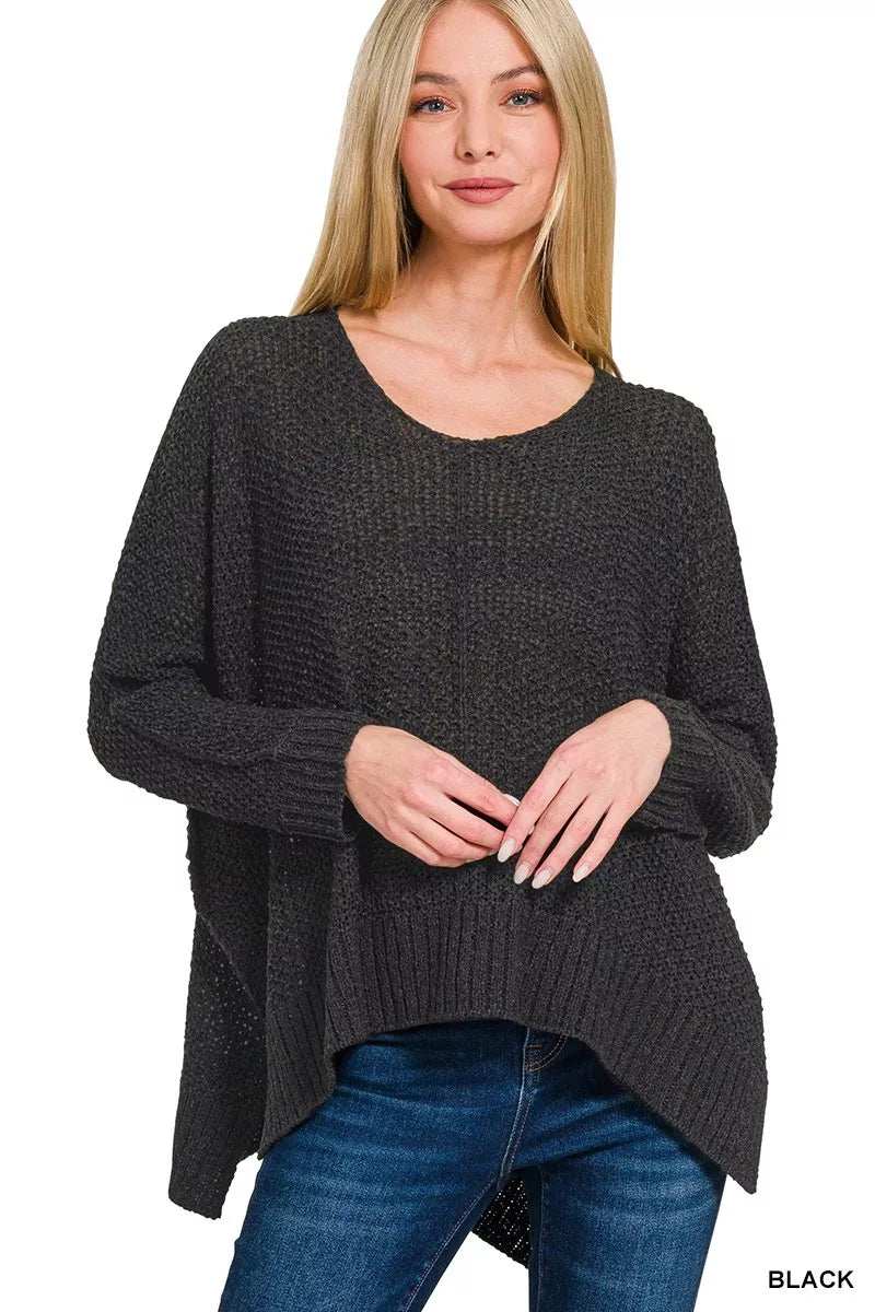 Zenana Dolman Sleeve V-Neck Sweater - Trendsi - Flyclothing LLC
