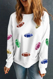 Football Round Neck Long Sleeve Sweatshirt - Trendsi - Flyclothing LLC