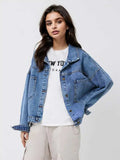 Pocketed Button Up Long Sleeve Denim Top - Trendsi - Flyclothing LLC
