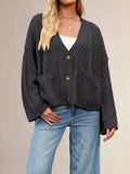 Cable Knit Button-Down Cardigan - Trendsi - Flyclothing LLC