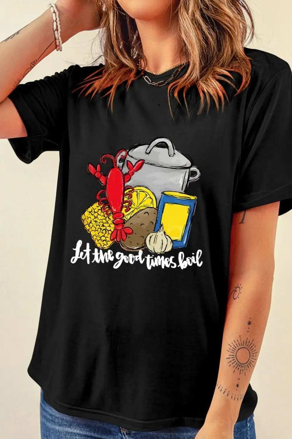 Graphic Round Neck Short Sleeve T-Shirt - Trendsi - Flyclothing LLC