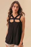 BiBi Rayon Span Jersey Cut Out with Straps Detailed - Trendsi - Flyclothing LLC
