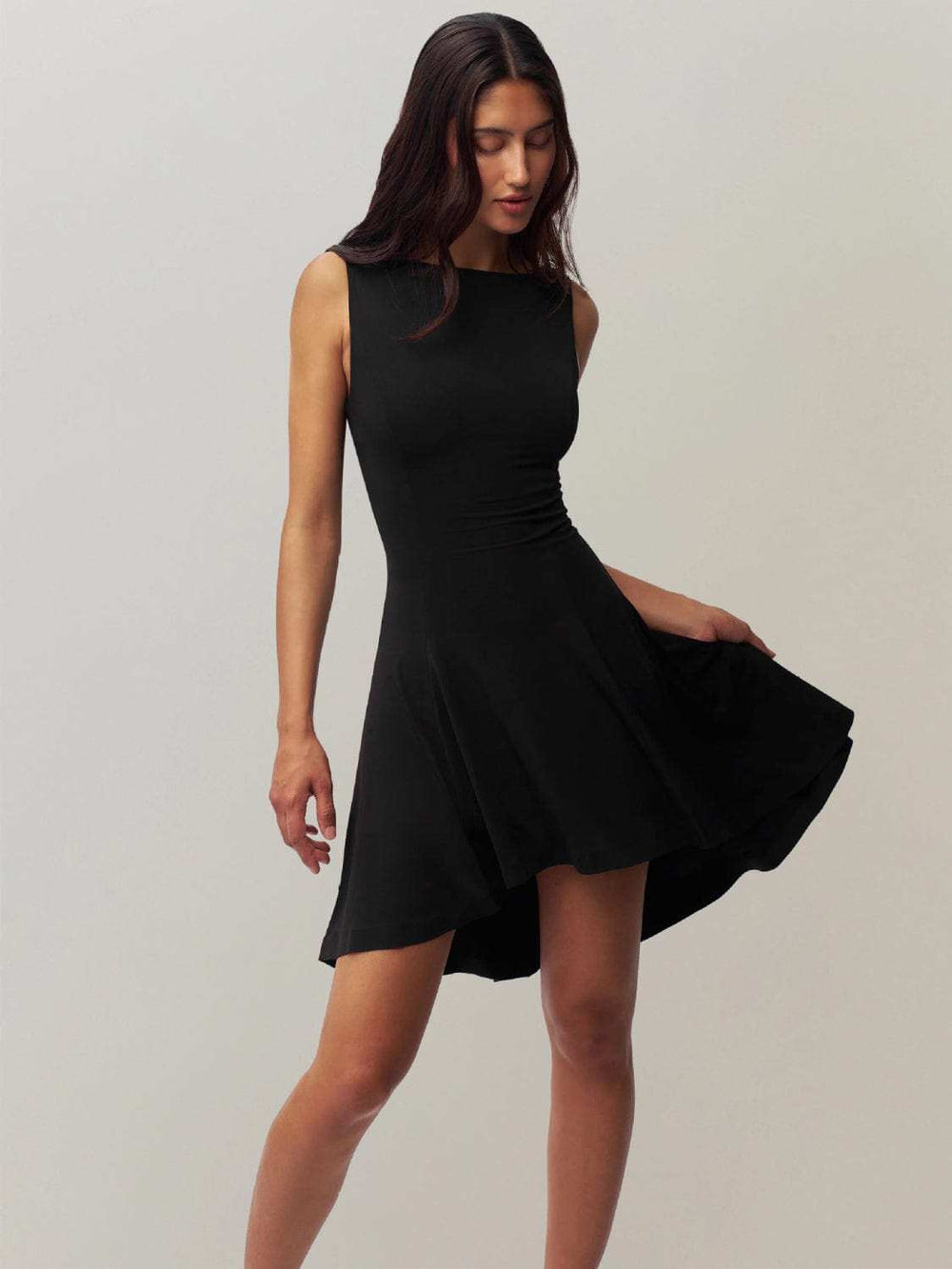 High-Low Round Neck Sleeveless Dress - Trendsi - Flyclothing LLC