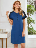 Contrast Stitching Contrast Short Sleeve Dress - Trendsi - Flyclothing LLC