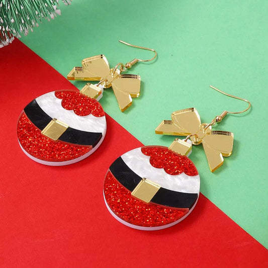 Christmas Dangle Earrings with Bow - Trendsi - Flyclothing LLC