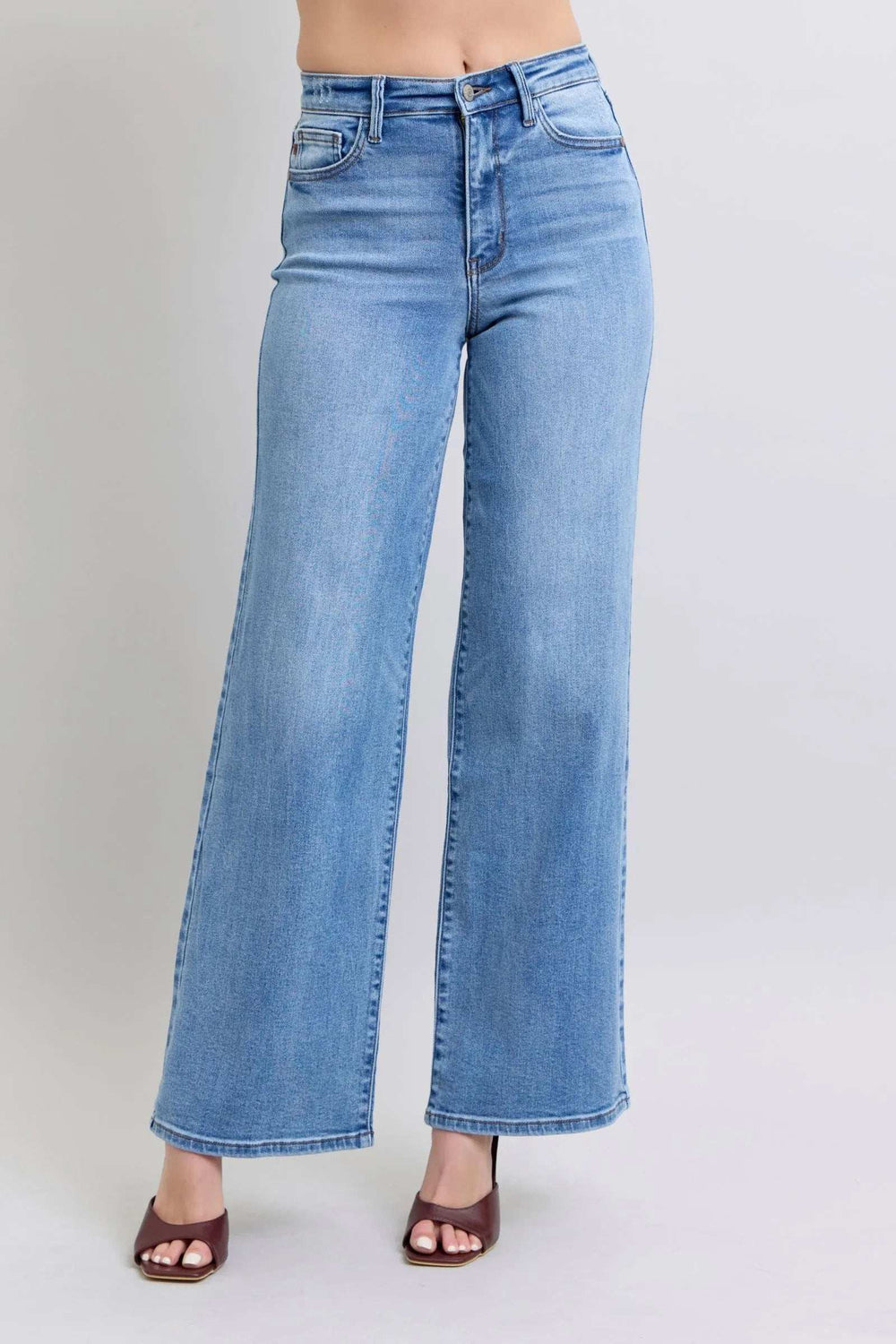 Judy Blue Full Size Wide Leg Jeans with Pockets - Trendsi - Flyclothing LLC