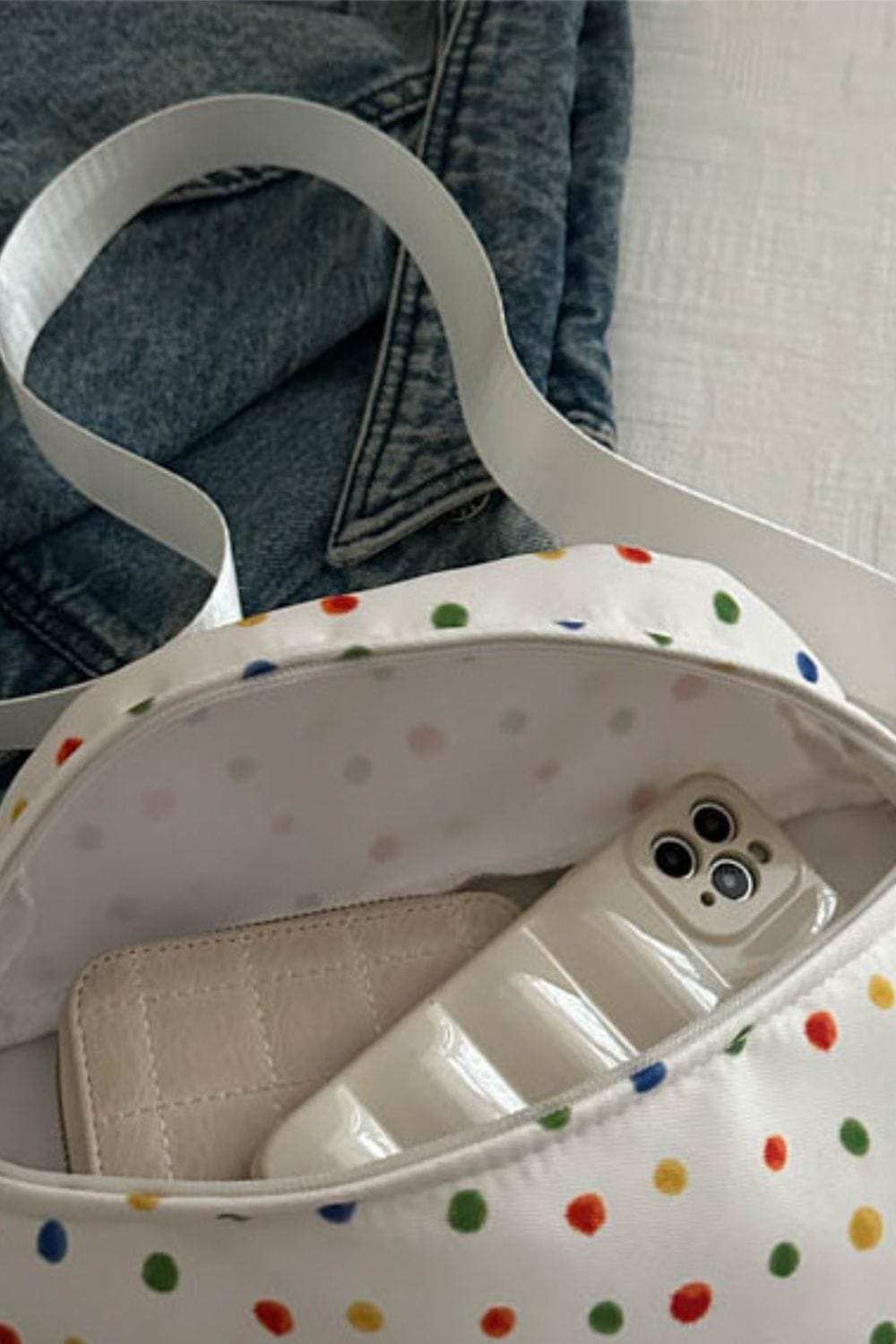 Contrast Polka Dot Crossbody Bag - Trendsi - Flyclothing LLC