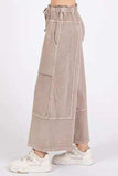 Mittoshop Mineral Wash Seam French Terry Wide Leg Pants - Trendsi - Flyclothing LLC