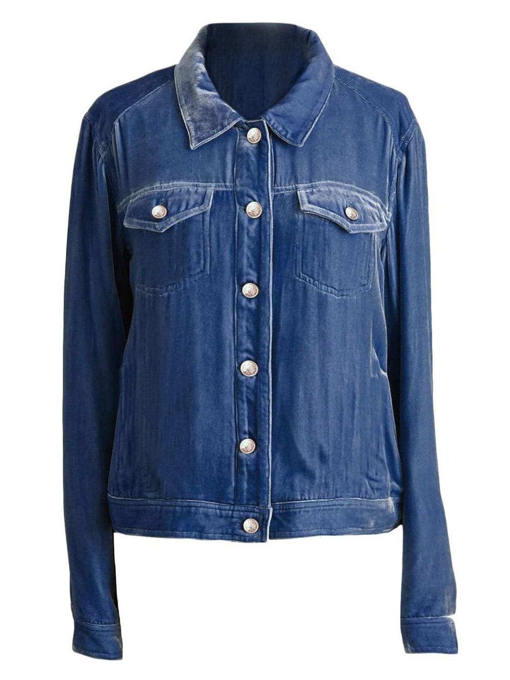 Button Up Long Sleeve Jacket with Chest Pockets - Trendsi - Flyclothing LLC