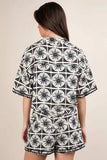 VERY J Plus Size Tropical Printed Shirt Top & Shorts Set - Trendsi - Flyclothing LLC
