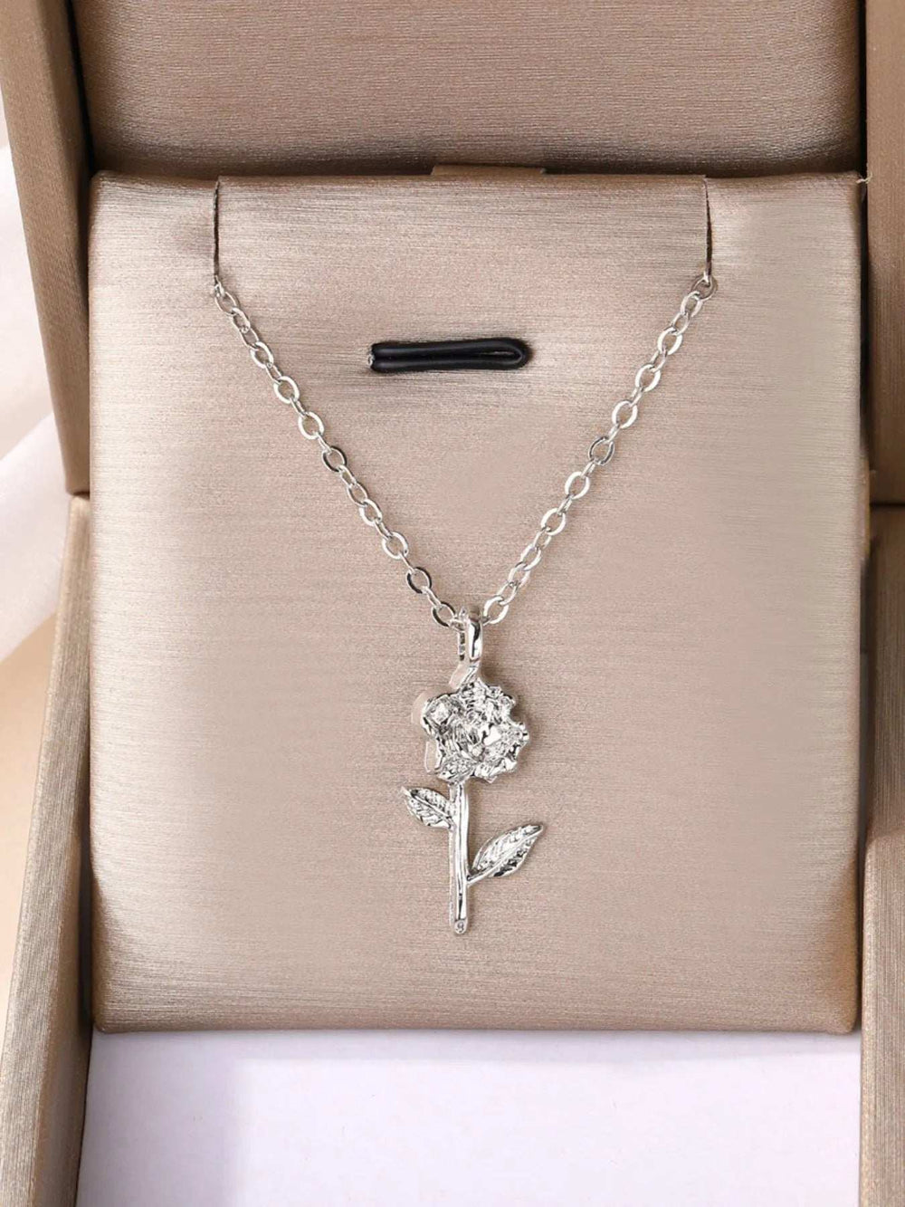 Alloy Rose Pendant Necklace - Trendsi - Flyclothing LLC