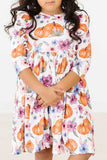 Hey Pumpkin 3/4 Sleeve Ruffle Twirl Dress - Mila & Rose ® - Flyclothing LLC