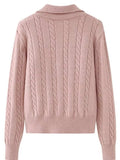 Cable-Knit Half Zip Long Sleeve Sweater - Trendsi - Flyclothing LLC