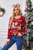 Christmas Pattern Round Neck Long Sleeve Sweater - Trendsi - Flyclothing LLC