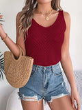 Openwork Scoop Neck Knit Vest - Trendsi - Flyclothing LLC