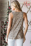 Heimish Full Size Front Button Animal Print Sleeveless Top Plus Size - Trendsi - Flyclothing LLC