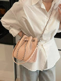 Pleated Bucket Crossbody Bag - Trendsi - Flyclothing LLC
