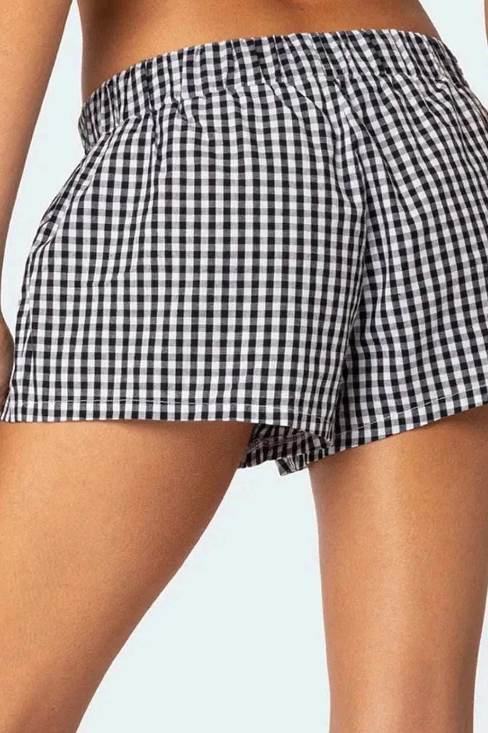 Plaid Elastic Waist Shorts - Trendsi - Flyclothing LLC