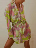 Tied Button Up Long Sleeve Dress - Trendsi - Flyclothing LLC