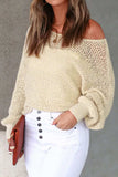 Openwork Boat Neck Raglan Sleeve Knit Top - Trendsi - Flyclothing LLC