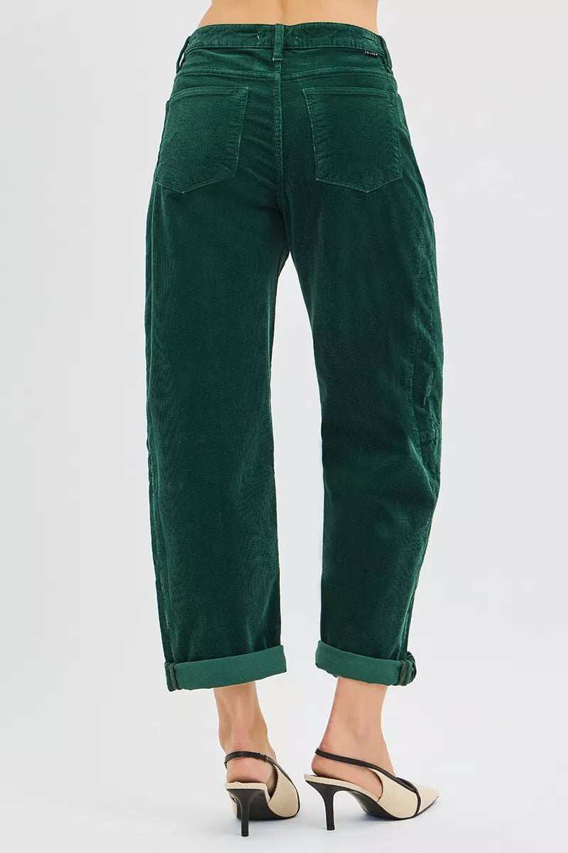 RISEN High Rise Crop Barrel Cordurory Pants - Trendsi - Flyclothing LLC