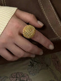 Stainless Steel Textured Dome Ring - Trendsi - Flyclothing LLC