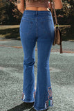 Embroidered Bootcut Jeans - Trendsi - Flyclothing LLC