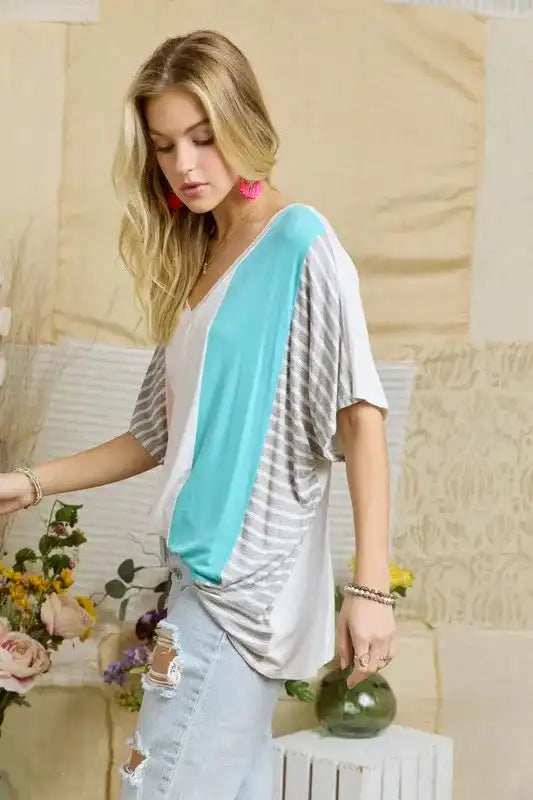 ADORA Colorblock Casual Knit Tunic Top - Trendsi - Flyclothing LLC