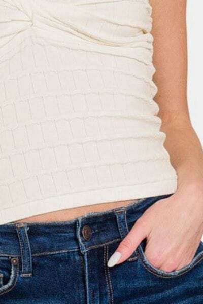 Zenana Ruched Twisted Sweetheart Neck Top - Trendsi - Flyclothing LLC