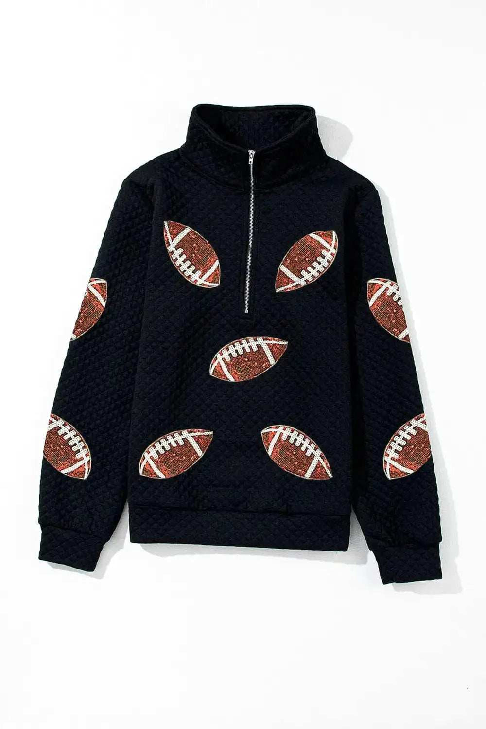 Sequin Football Long Sleeve Sweatshirt - Trendsi - Flyclothing LLC