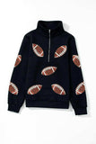 Sequin Football Long Sleeve Sweatshirt - Trendsi - Flyclothing LLC