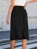 Slit Back Midi Denim Skirt - Trendsi - Flyclothing LLC