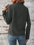 Zip Up Collared Neck Roll-Tab Sleeve Jacket - Trendsi - Flyclothing LLC