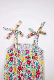 Floral Knotted Straps Cinched Waist Ruffle Hem Mini Dress - Trendsi - Flyclothing LLC