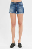 RISEN Full Size Low Rise Frayed Denim Shorts Plus Size - Trendsi - Flyclothing LLC