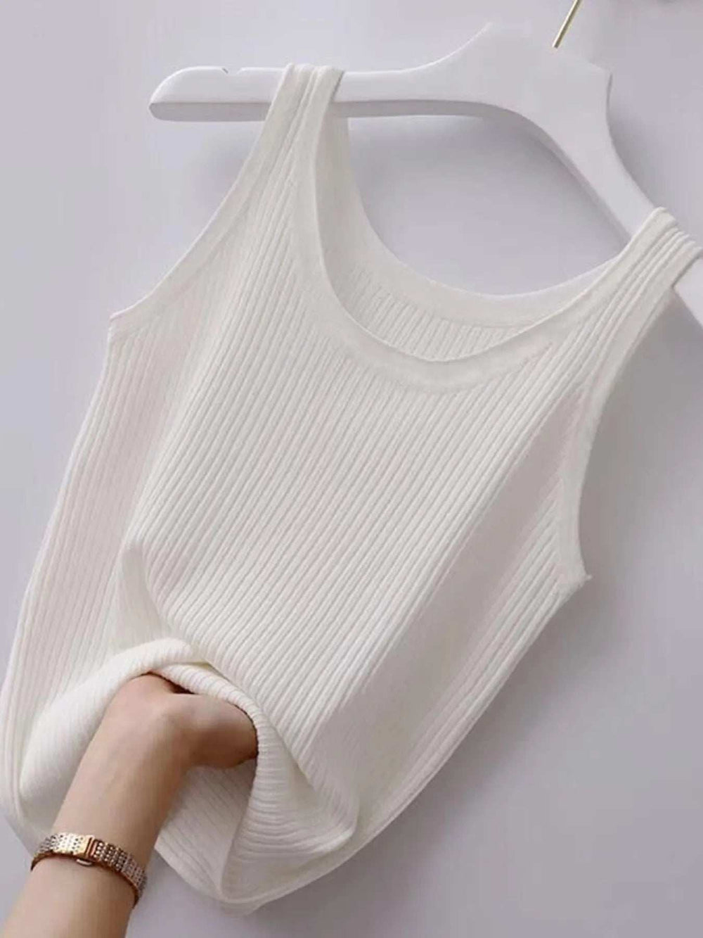Plus Size Ribbed Knit Scoop Neck Tank Top - Trendsi - Flyclothing LLC