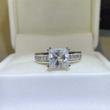 3 Carat Moissanite 925 Sterling Silver Square Shape Ring - Trendsi - Flyclothing LLC
