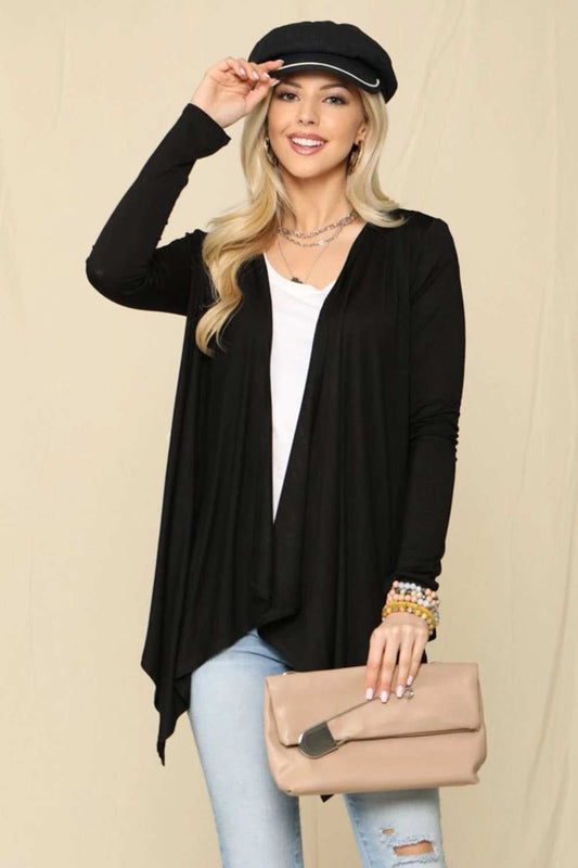 Celeste Full Size Open Front Knit Cardigan - Trendsi - Flyclothing LLC