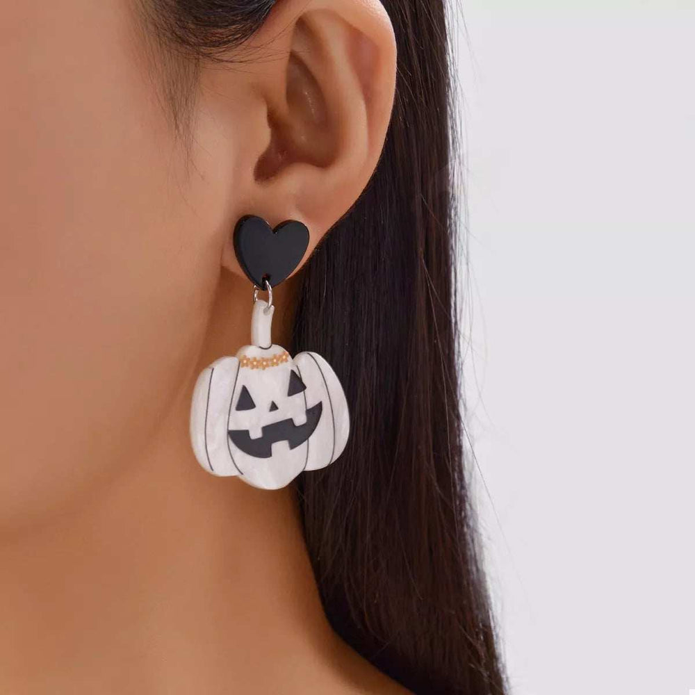 Halloween Pumpkin Heart Drop Earrings - Trendsi - Flyclothing LLC