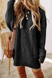 Cable-Knit Round Neck Sweater Dress - Trendsi - Flyclothing LLC
