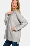 Zenana High-Low Hem Drop Shoulder Sweater - Trendsi - Flyclothing LLC